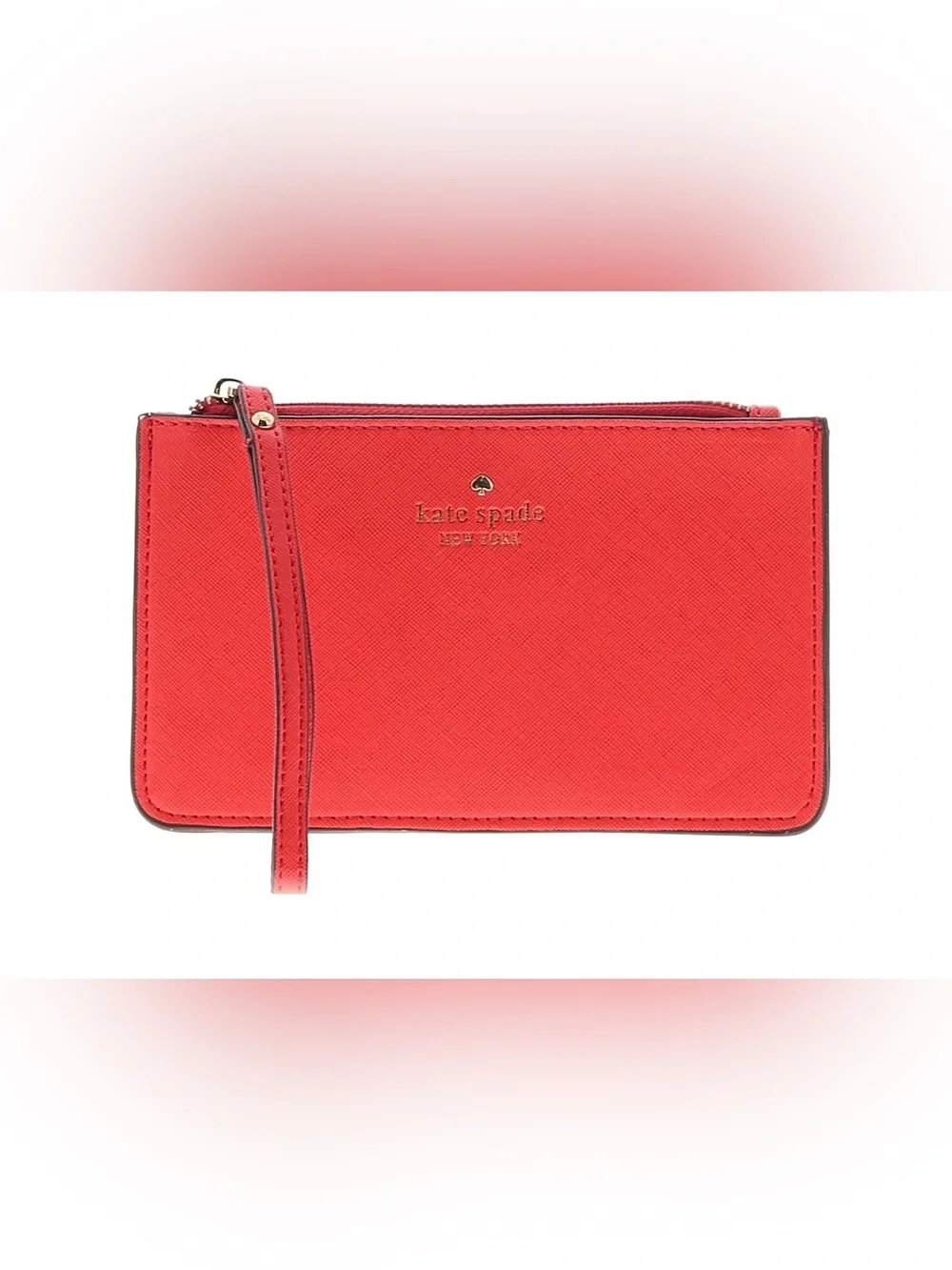 kate spade red wristlet clutch with gold logo. NWOT-EUC